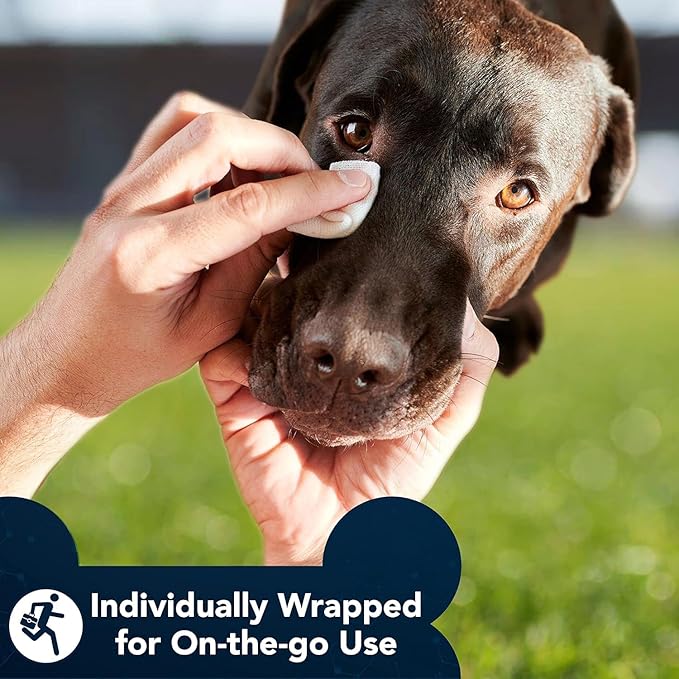 NOVEHA Nove-WiPets Ocular Hygiene Wipes for Dogs & Cats (120 Wipes), Prevents Tear Stains, Cleanses Facial Folds, Superficial Cuts & Acne
