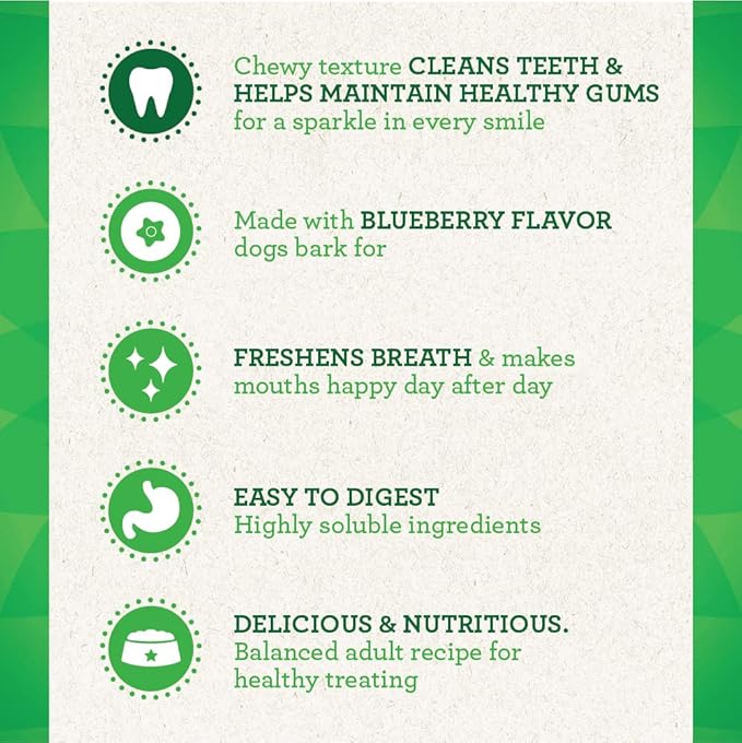 Greenies Large Natural Dental Care Dog Treats Blueberry Flavor, 12 oz. Pack (8 Treats)