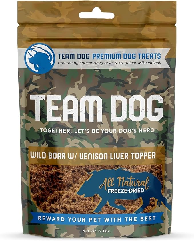 Freeze Dried Raw Dog Food Topper | Wild Boar & Venison Liver Dog Food Seasoning | Wet & Dry Dog Food Toppers for Picky Eaters | 5 Oz
