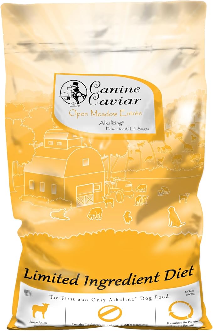 Canine Caviar Open Meadow Dog Food – Limited Ingredient Alkaline Holistic Dog Food – All Life Stages – Gluten Free, Ultra-Premium Dog Food – Healthy Skin & Coat – Lamb & Pearl Millet – 22 lbs