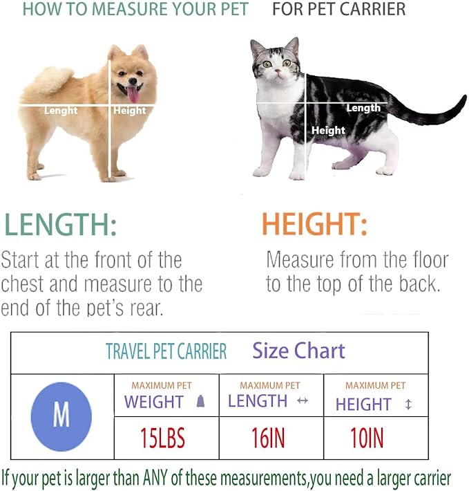 Cat Carrier Dog Carrier Pet Carrier Cat Bags for Small Medium Cats Dogs Puppies of 15 Lbs,of Airline Approved Small Dog Bag Soft Sided,Collapsible Travel Puppy Carrier (Medium, Grey)