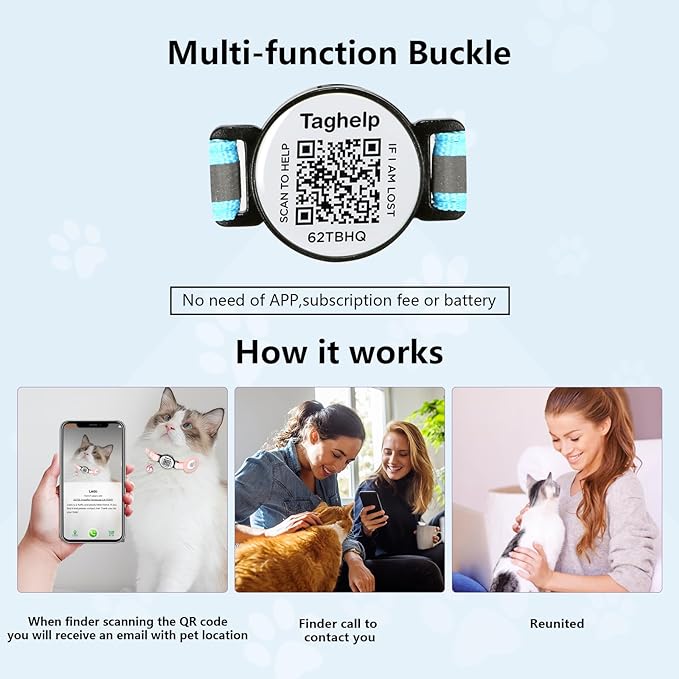 Reflective Kitten Collars with Bell,Cat Collar Breakaway with QR Code Name Tag, Cat ID Tag Personalized, Ultra-Durable, Adjustable, Fits Most Girl Boy Small Large Cats (Pink Reflective)
