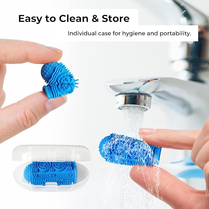 Coredy 4 Pack Dog Toothbrush, Soft Silicone Pet Toothbrush, Finger Toothbrush Covers Kit for Dog Teeth Cleaning & Dog Dental Care