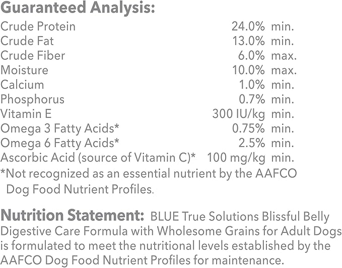 Blue Buffalo True Solutions Blissful Belly Natural Digestive Care Adult Dry Dog Food, Chicken 24-lb
