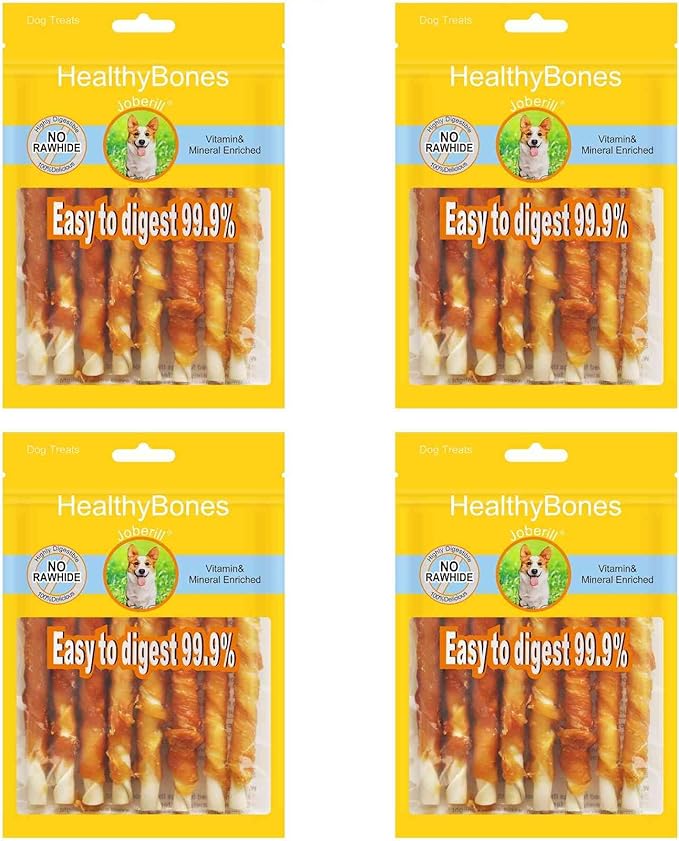 HealthyBones Chicken Breast Wrapped Natural Dog Treats for Cavalier King Charles Spaniel and Other Small Companion Dogs, 36 Count
