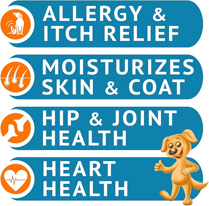Omega 3 Alaskan Fish Oil Treats for Dogs (360 Ct) - Dry & Itchy Skin Relief + Allergy Support - Shiny Coats - EPA&DHA Fatty Acids - Natural Salmon Oil Chews - Hip & Joint Support - Salmon Flavor