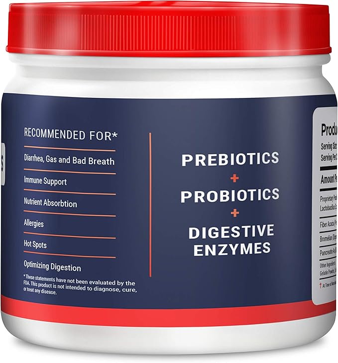 Digestive Enzymes and Probiotics for Dogs, Cats, Rabbits and More to Boost Immunity, Relieve Allergies, Reduce Doggy Breath, Reduce Diarrhea and Gas, and Promote Regular Bowel Movements