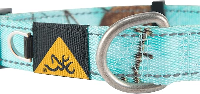 Browning Classic Preformance Webbing Pet Collar, Fully Adjustable, Available in Solid Colors and Camo Patterns, Realtree Xtra Seaglass, Large