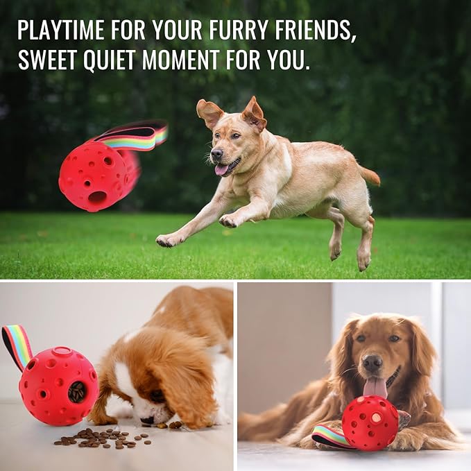 Fillable Dog Chew Toy, Treat Tray for Frozen Dog Food, DIY Fillable Rubber Treat Toy and Silicone Molds, Sturdy Chew Enrichment Stimulation Toys (Red)