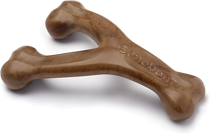 Benebone 2-pack Wishbone/Dental Durable Dog Chew Toys, Real Bacon, Made in USA, Large
