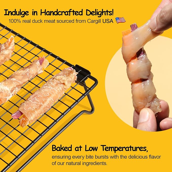 ASMPET Chicken and Double Sweet Potato Jerky Wraps Rawhide Free, Dog Treats Easily Digestible Long Lasting Orange & Purple Sweet Potato Dog Chew Snacks for Small Large Dogs, 10.6oz
