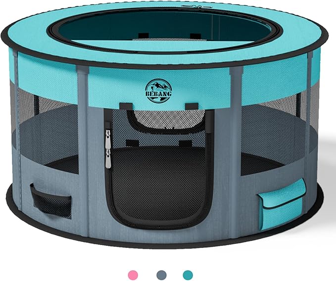 Playpen for Dogs, 44"*44"*24" Large Foldable Pet Play Pens Indoor Outdoor Exercise Pen with Carrying Case Food Bowl for Cat Puppy Rabbit