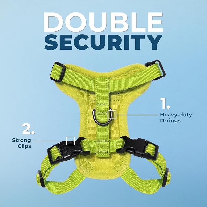 Voyager Step-in Lock Dog Harness w Reflective Dog Leash Combo Set with Neoprene Handle 5ft - Supports Small, Medium and Large Breed Puppies/Cats by Best Pet Supplies - Lime Green, XL