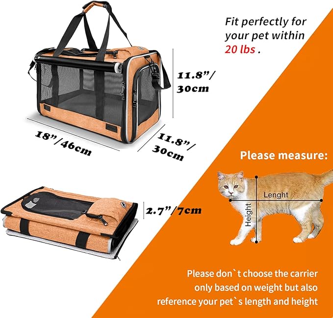 Dog Carry Bag for Puppy Pet Soft-Shell Portable Kennel Crate for 0-15 lbs Foldable Pomeranian Travel Cage Tea Cup Yorkie Carrier Purse Indoor Carrying Case Dog Supply Melon Tiny dog Melon