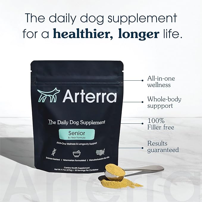 All-in-One Dog Supplement for Wellness and Longevity, 63 Ingredients for Joints, Cognition, Mood, Skin, Gut and Organ Health, Large Breeds, Vet-Formulated, Made in USA, Senior Formula for 8+ Years