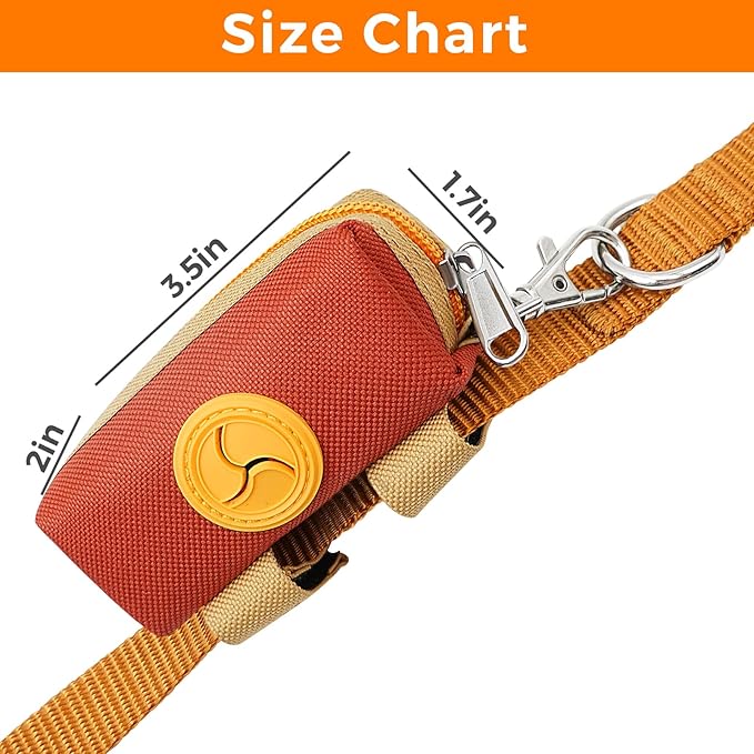 Dog Poop Bag Holder Zippered Pouch, Portable Dog Poop Bag Dispenser with 1 Metal Clip, Fashion Color Matching Canvas Waste Bag Holder for Leashes - Brown