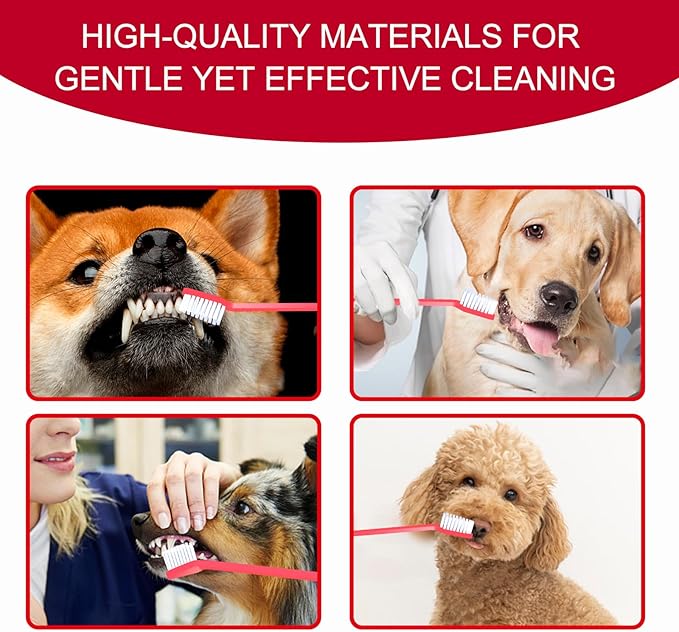 VibrantPet Toothbrush Set - 8-Pack with Dual-Head Design, Transparent Tube Packaging for Convenient Storage and Travel | Enhance Pet Dental Care