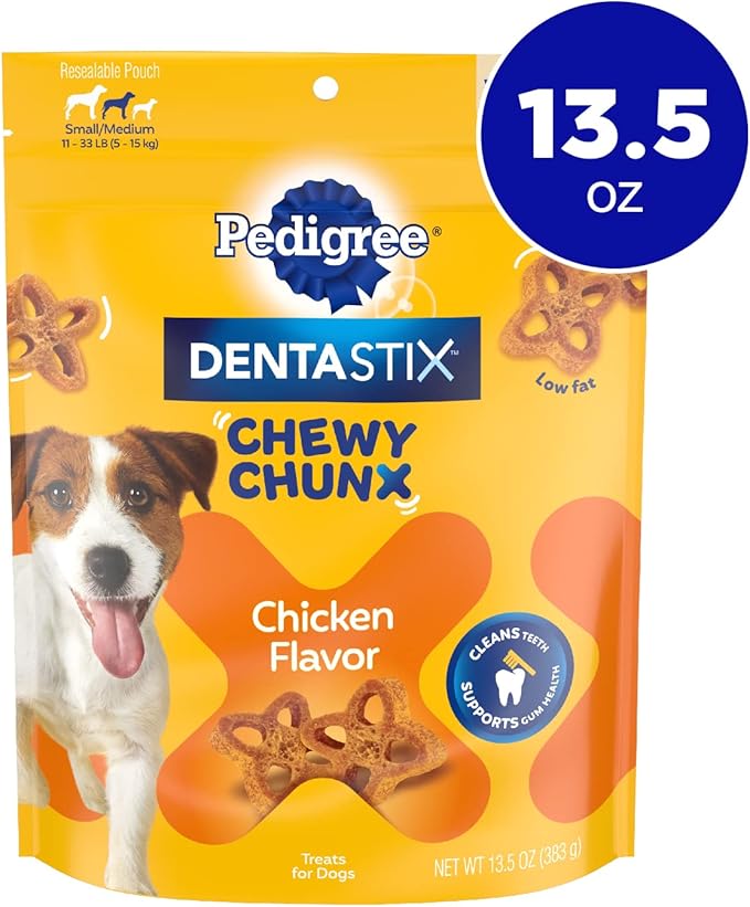Pedigree DentaStix Chewy Chunx Dental Treats, Small/Medium Dog – 13.5 oz.
