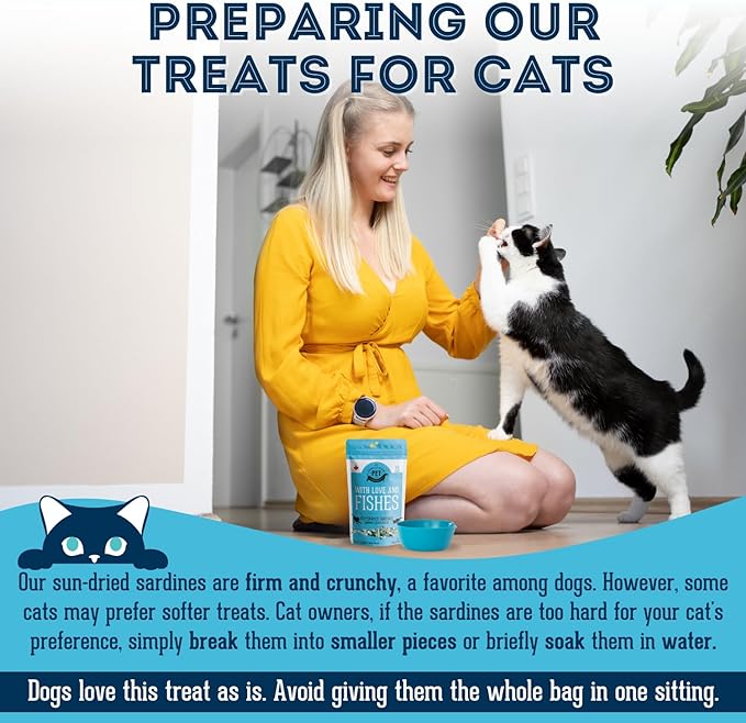 Sardines for Dogs & Sardines for Cats (7.4 oz, Pack of 1) - Dehydrated Single Ingredient Dog Treats - Natural Dog Treats, Grain Free