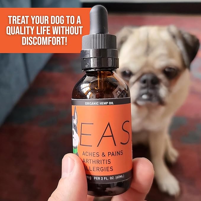 EASE - Hemp Oil for Dogs - for Dog Arthritis, Allergies, Aches, Pains, Joint Wellness - Dog Arthritis Pain Relief & Anti Inflammatory for Dogs - 100% Natural Hemp Dog Drops