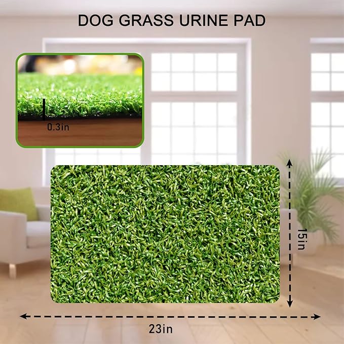 BNOSDM Artificial Grass Pad for Dogs, 23 * 15 Reusable Fake Grass Pee Pad for Puppy Potty Training Rug - Turf Grass Dog Potty for Indoor/Outdoor Easy to Clean