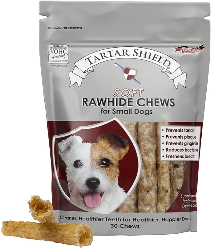 Soft Rawhide Chews | Safe Dental Treats for Small Dogs | Vet VOHC Approved | Daily Bone Cleans Teeth & Gums Fresh Breath Oral Health Support | USA Made | (Small Dogs / 30 Count)