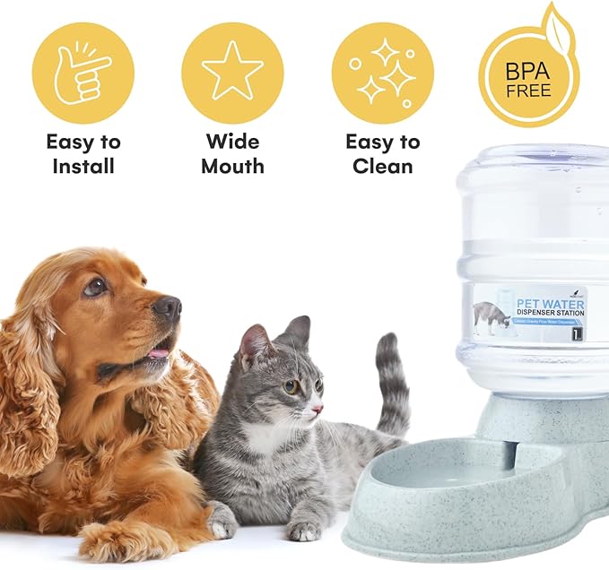 Noa Store Automatic Pet Water Dispenser | BPA Free 1 and 3 Gallon Cat Water Dispenser Food Dispenser, H20, Dog Small and Big Cat Feeder, Cat Water Bowl and Dog water dispenser, Automatic Pet waterer