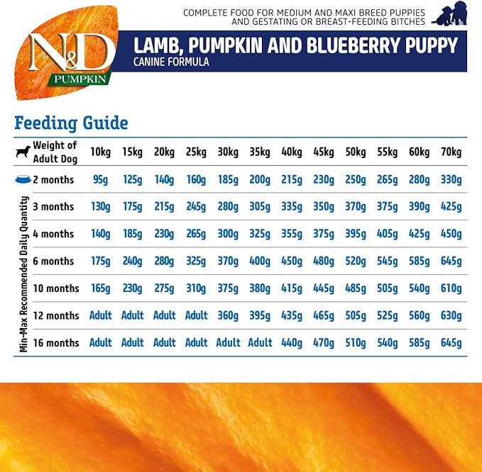 Farmina N&D Dog Dry Puppy Grain-Free Pumpkin Medium/Maxi Lamb & Blueberry 5.5 Pounds
