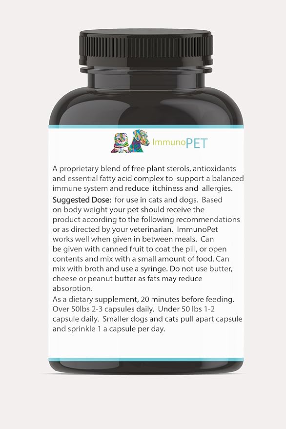 Itchy Skin Relief for Dogs and Cats - Hot Spot Relief - Pet Allergy Support -Cat and Dog Skin and Coat Supplement - Pet Immunity Support - 60 Caps