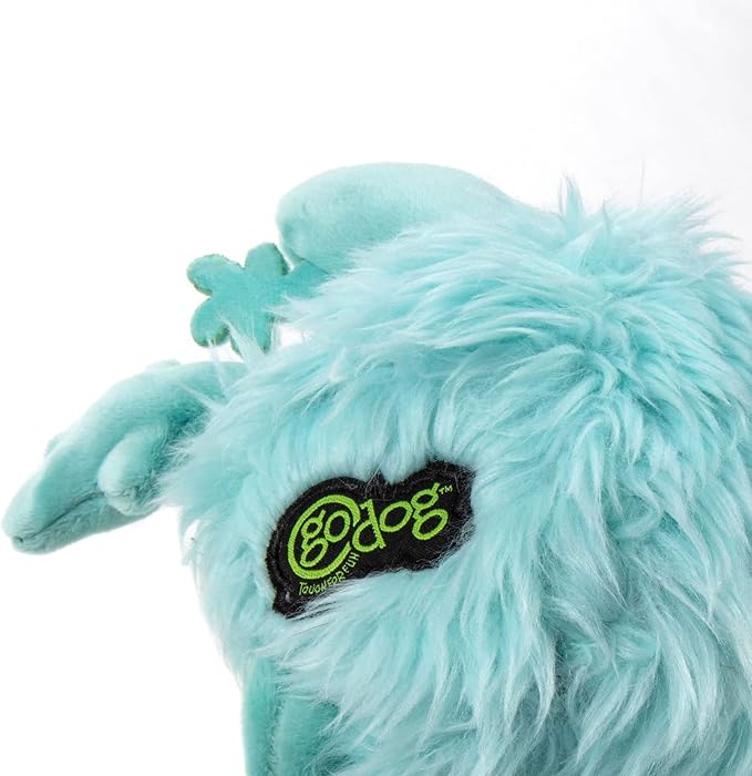goDog PlayClean Germs Squeaky Plush Dog Toy with Odor-Eliminating Essential Oils, Chew Guard Technology - Seafoam, Large