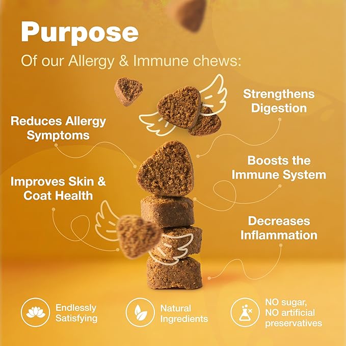 Seasonal & Environmental Dog Allergies Protection Chews - Itch Relief Canine Chewables - All Breeds & Sizes - Travel Pack Convenient Packaging