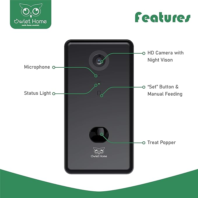 Pet Camera with Treat Dispenser/Tossing for Dogs/Cats, Smart Dog/Cat Camera, Free App, 2.4G & 5G WiFi, 1080P HD Live Video, Auto Night Vision, 2-Way Audio, Motion Alert, No Monthly Fee