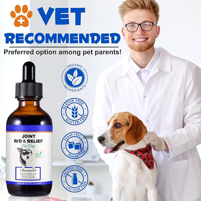 Dog Joint Aid & Relief Supplement - w/Chondroitin and Glucosamine HCl - Reliving Joint Pain & Reducing Inflammation for Senior Dogs, Active Adults, or Puppies