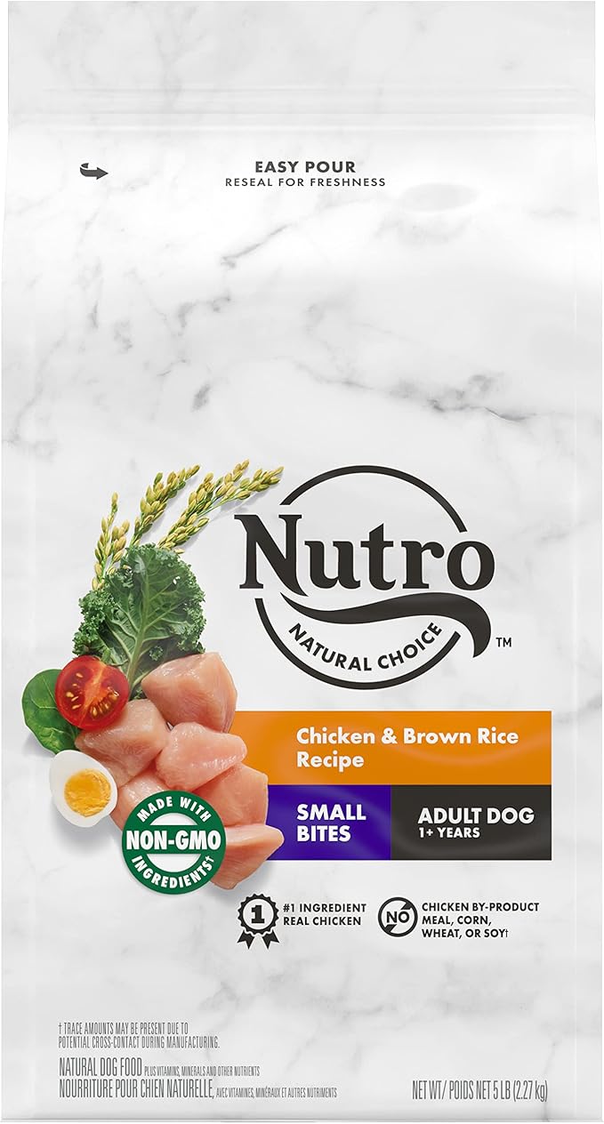 Nutro Core Dry Dog Natural Choice Adult Small Bites Dry Dog Food, Chicken & Brown Rice Recipe Dog Kibble, 5 lb. Bag