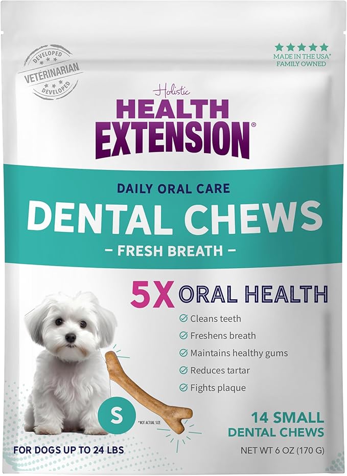 Health Extension Dog Chew Bone Treats, Puppy Training Treat, Medium Sticks for Dental Teeth Cleaning & Breath Freshener, Small (Pack of 14)