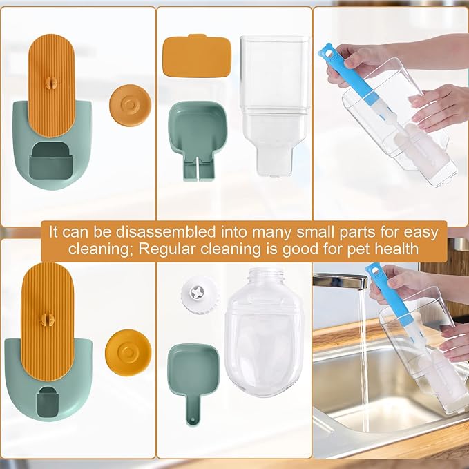 Hanging Automatic Food Water Dispenser,Gravity Rabbit Feeder and Water Dispenser Set,Cage Cat Food and Water Dispenser Food Bowl for Bunny Chinchilla Guinea Pig Hedgehog Ferret