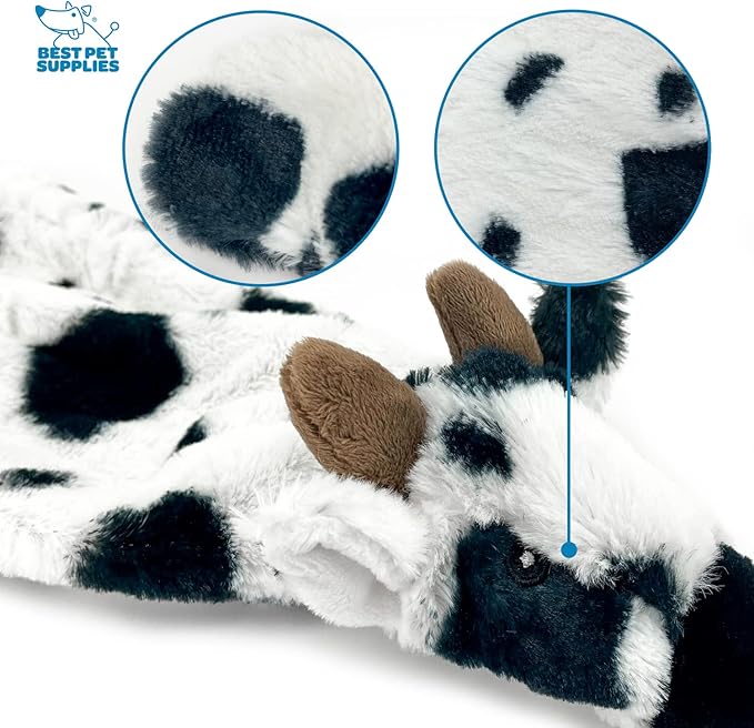 Best Pet Supplies Stuffing Free Squeaky Dog Toys for Small Dogs, Medium Dogs, and Large Dogs, Durable, Best Dog Chew Toy for Teething Puppy, Indoor Play - Cow, Monkey, Small