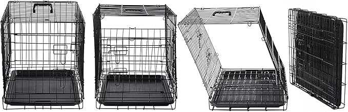 DONORO Dog Crates Kit for Small Size Dogs Indoor with Dog Crate Cover, Double Door Dog Kennels & Houses for Puppy and Cats, Collapsible Metal Contour Dog Cages (42-Inch Kit)