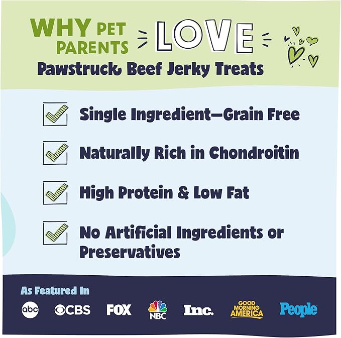 Pawstruck Premium Beef Jerky Dog Treat Chews, Large 10" Strips - Support Hip & Joint Health Naturally Rich in Glucosamine & Chondroitin - No Added Preservatives - 15 Count - Packaging May Vary