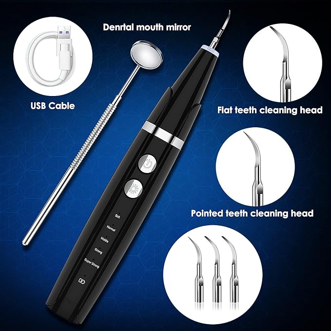 Plaque Remover for Teeth - Pet Ultrasonic Toothbrush Cleaner - Teeth Cleaning Kit for Tartar and Stains - Suitable for Dogs and Cats (Black)