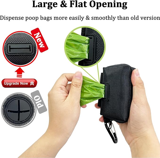 Dog Poop Bag Holder, 2 Pack Poop Bag Holder for Leash, CAKOVANO Pet Waste Bag Dispenser Dog Bag Holder Leash Attachment, Poop Bag Dispenser with Carabiner Clip with 2 Rolls of Poop Bags