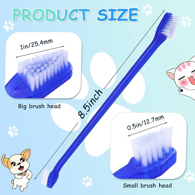 80 Pcs Small Dog Toothbrush Pet Tooth Brush Dual Headed Dental Hygiene Brushes Soft Grooming Bristles Long Handle Tooth Brush for Cat Puppy Kitten Teeth Cleaning Dental Oral Cleaning