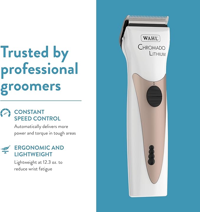 Wahl Professional Animal Chromado Lithium Pet, Dog, Cat, & Horse Corded/Cordless Clipper Kit - White & Rose Gold