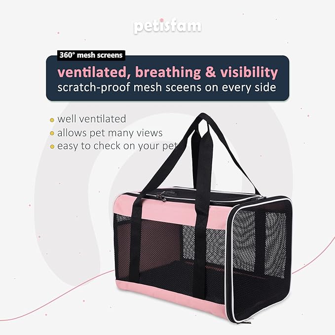 Top Load Pet Carrier for Large and Medium Cats, Small Dogs. Easy to get cat in, carry, storage, clean and escape Proof (Pink)