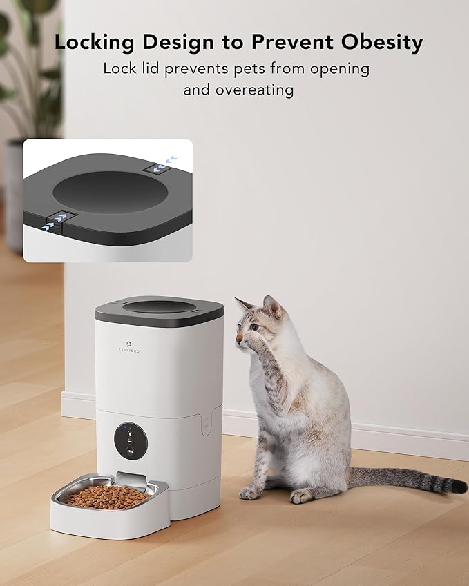 Automatic Dog Feeder, 6L Dog Food Dispenser with Customize Feeding Schedule, WiFi Automatic Dog Feeder with Timer Interactive Voice Recorder, Auto Dog Feeder for Cat Pet 1-4 Meals Dry Food