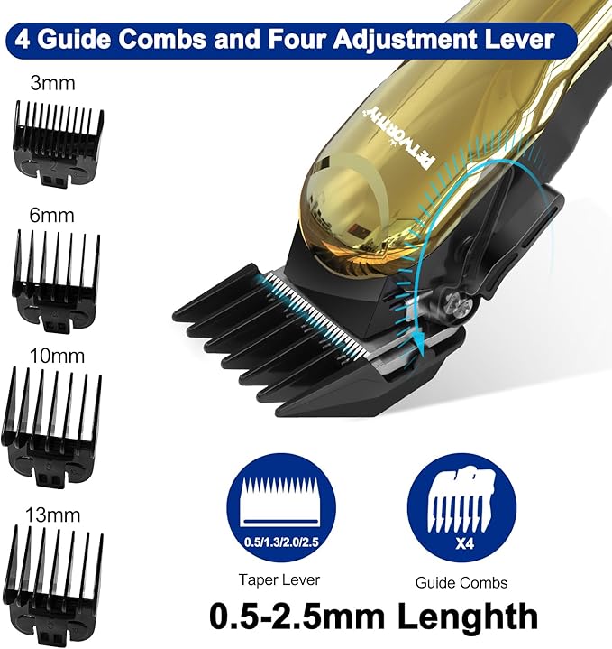 Dog Clippers for Grooming - Dog Grooming Kit for Heavy Thick Hair Coats Low Noise Dogs Shaver Clippers with Cloth Upgraded Professional Rechargeable Cordless Electric Quiet Plating Clippers