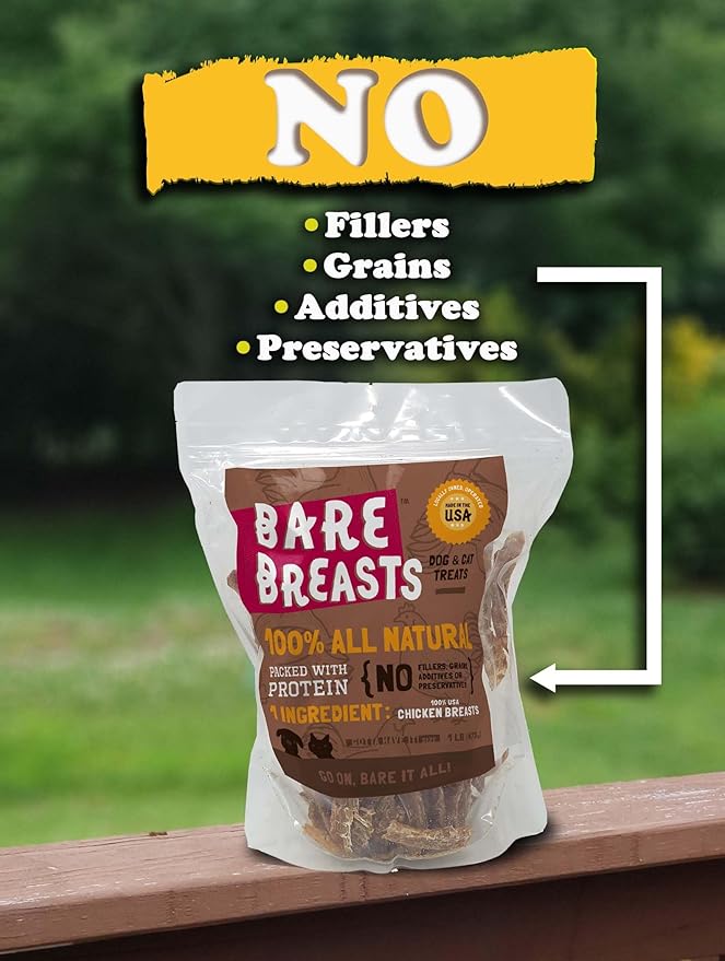 Bare Breast All Natural Chicken Jerky 1lb, Made in USA
