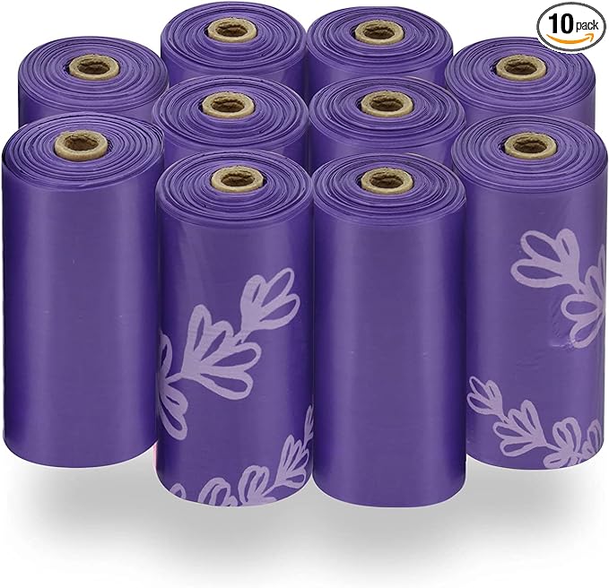 Best Pet Supplies Dog Poop Bags for Waste Refuse Cleanup Doggy Roll Replacements for Outdoor Puppy Walking and Travel Leak Proof and Tear Resistant Thick Plastic - Purple 150 Bags