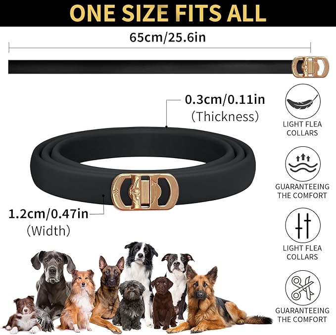4 Pack Flea Collar for Dogs, 32 Months Flea and Tick Prevention for Dogs, Waterproof Dog Flea Collar, Dog Flea and Tick Treatment, Adjustable Flea and Tick Collar for Dogs Puppy-Black