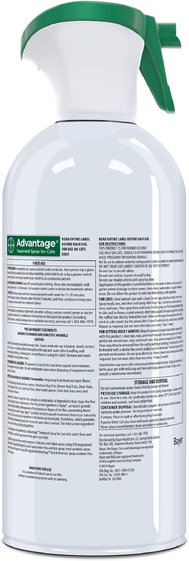 Advantage Cat Flea Treatment Spray | Kills Fleas & Ticks | Cat Flea Spray | 8 oz.